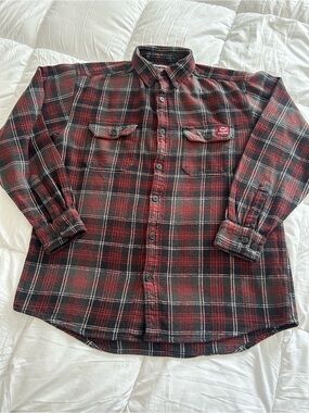 Wolverine Red and Black Plaid Button-Down Flannel Shirt